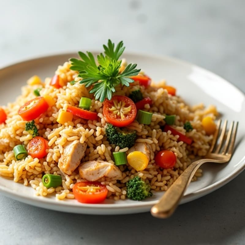 Healthy Chicken Fried Rice Loaded with Veggies