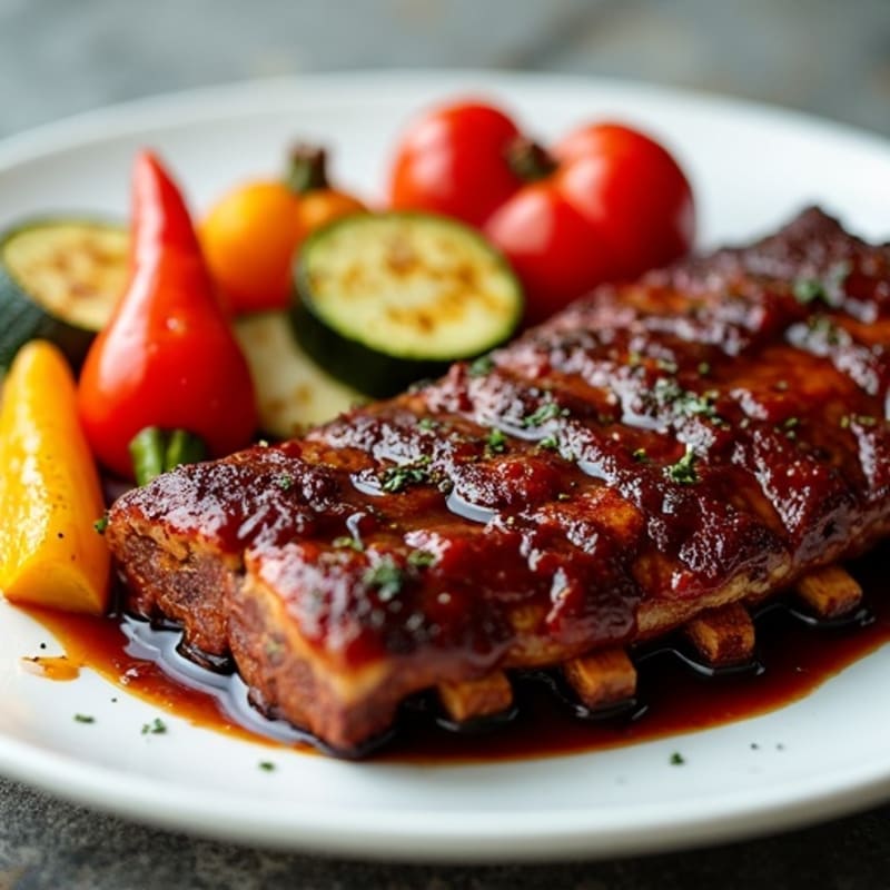 Tender Smoked BBQ Ribs with Roasted Vegetables