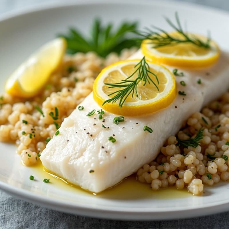 Delicate Steamed White Fish with Lemon and Fresh Dill