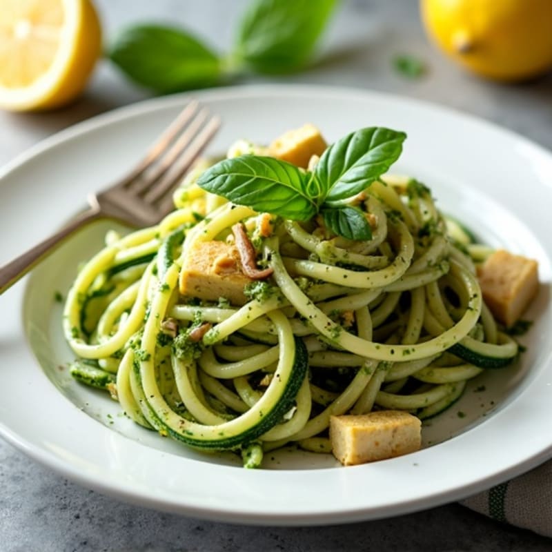 Creamy Vegan Pesto Zucchini Noodles