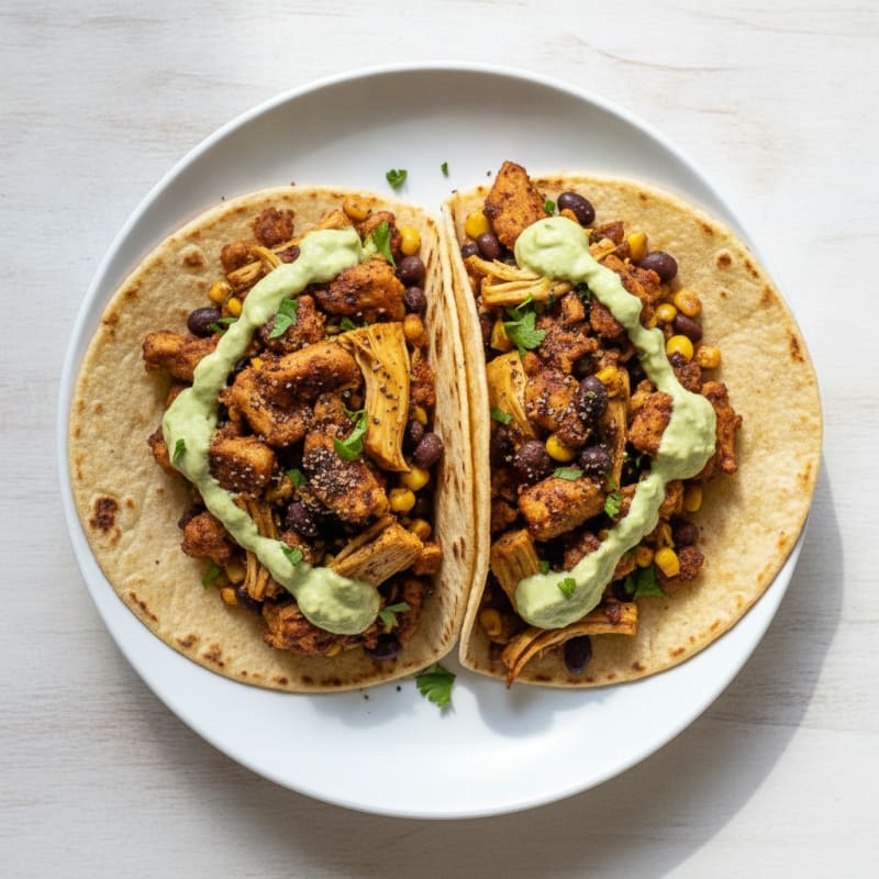 Jackfruit Tacos with Avocado Crema