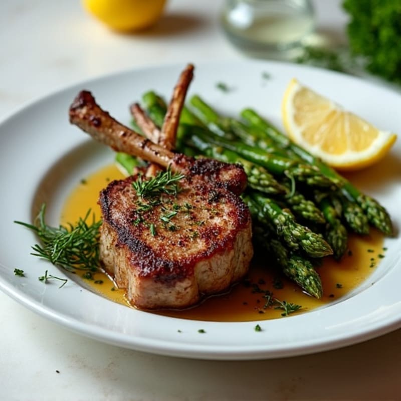 Herb-Crusted Lamb Chops with Roasted Asparagus