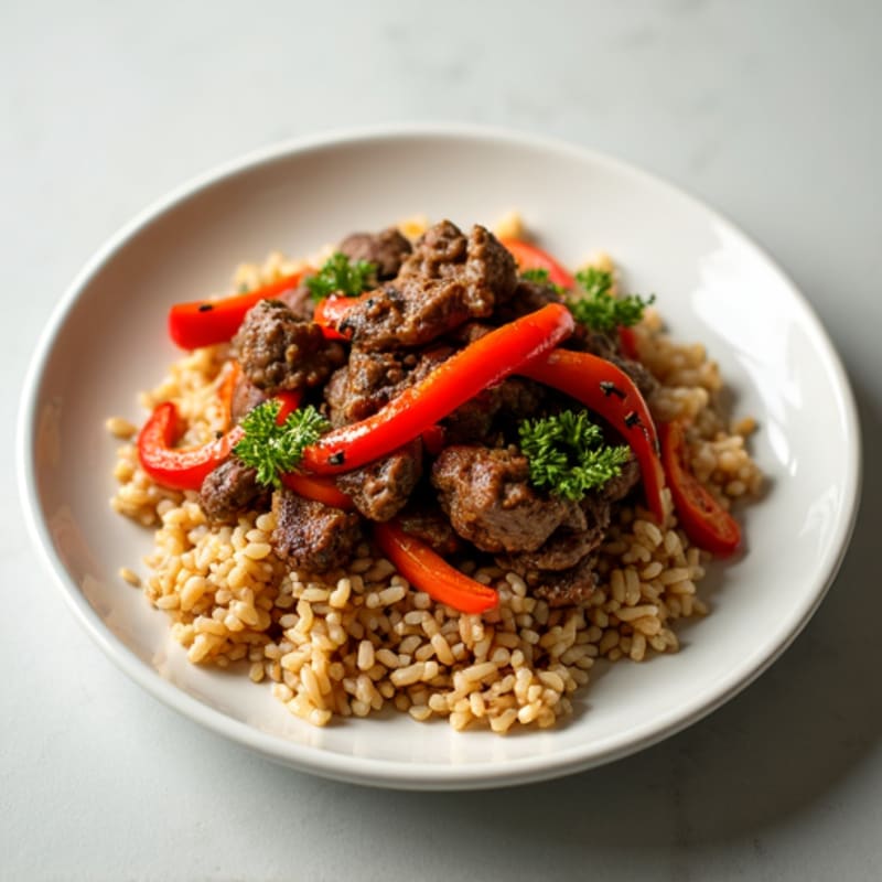 Lean Beef Stir-Fry with Bell Peppers and Brown Rice