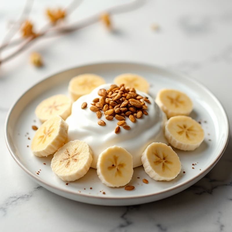 Greek Yogurt with Pumpkin Seeds and Sliced Banana