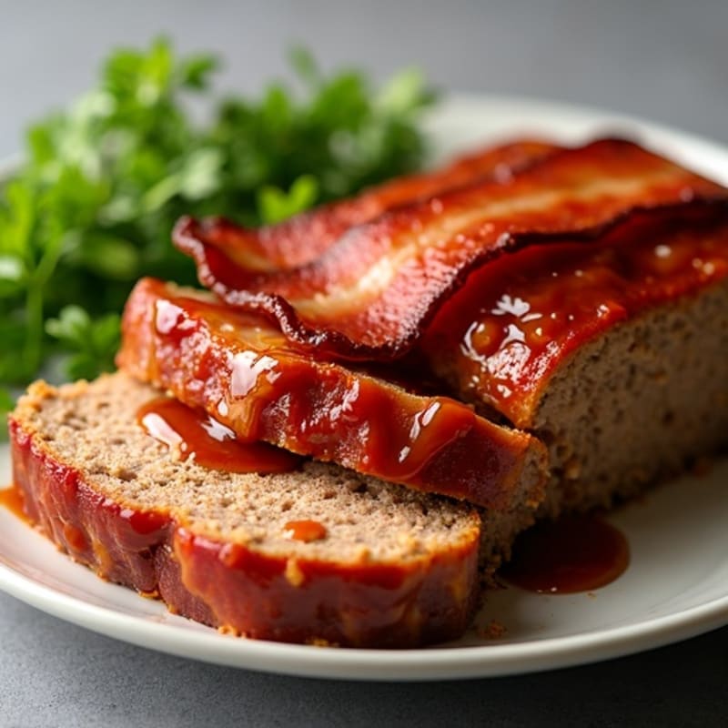 Lean Meatloaf with Crispy Bacon and Tangy BBQ Glaze