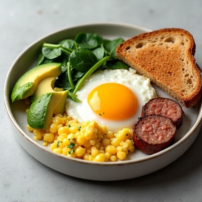 Egg White Scramble with Turkey Sausage and Spinach