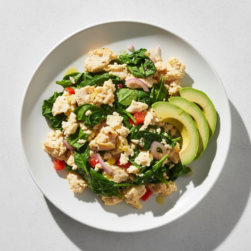 Egg White Scramble with Roasted Turkey and Spinach