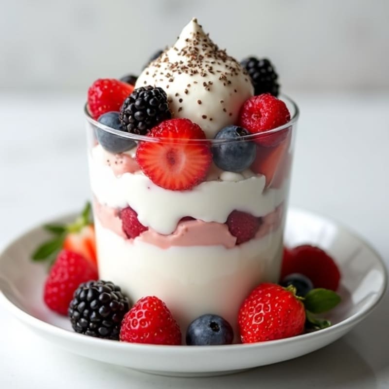 High-Protein Yogurt Parfait with Mixed Fruit and Chia Seeds