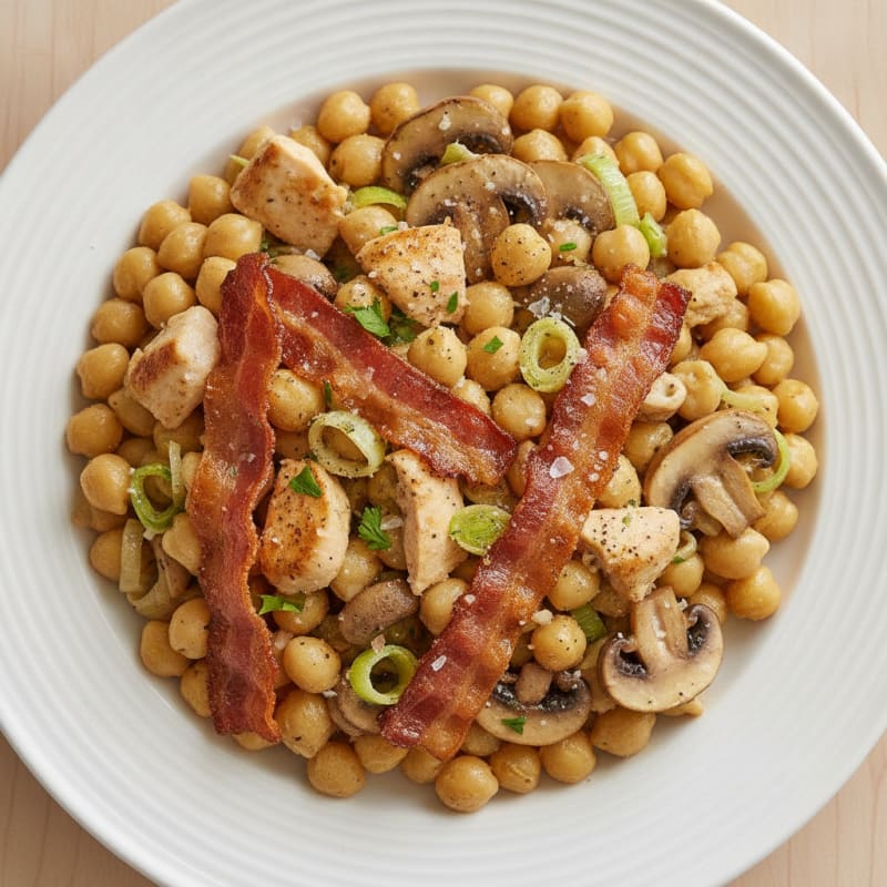 Leek and Mushroom Pasta with Bacon