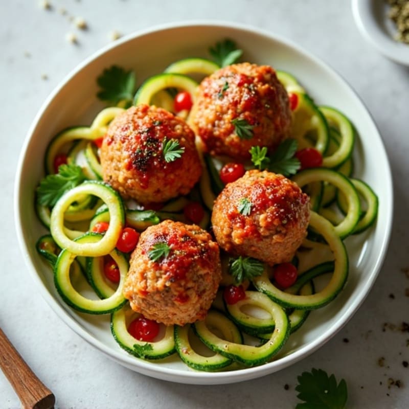 Herb-Seasoned Turkey Meatballs with Zucchini Noodles