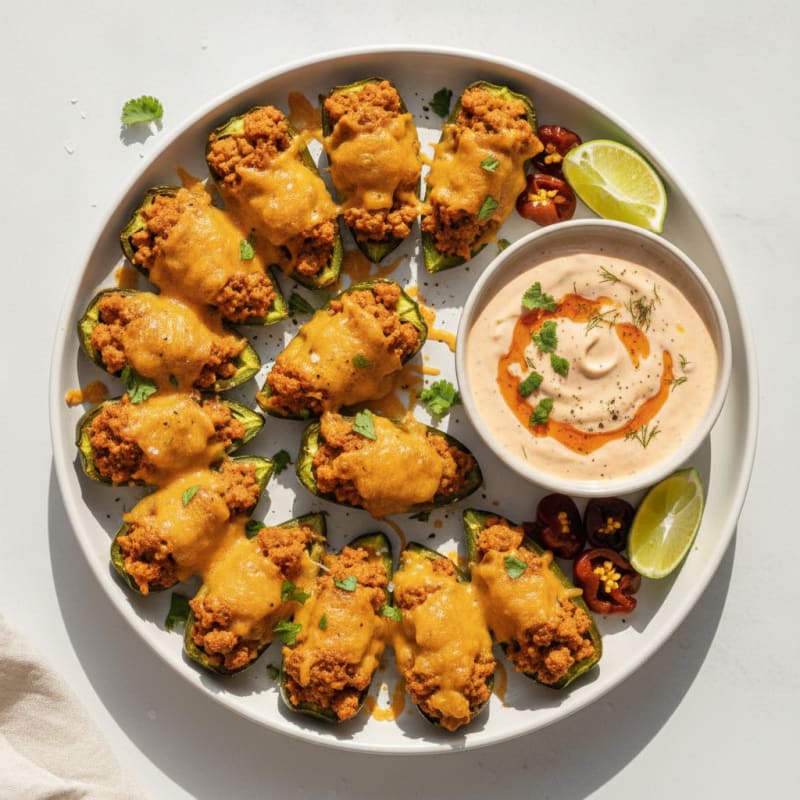 Spicy Turkey Jalapeño Poppers with Chipotle Ranch