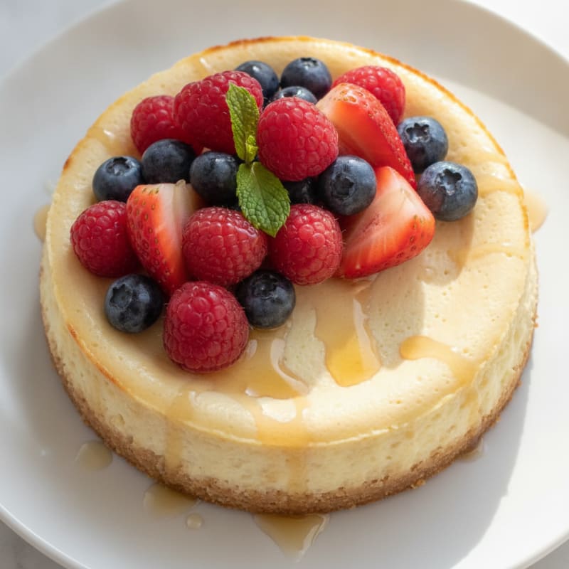 Greek Yogurt Protein Cheesecake with Fresh Berries