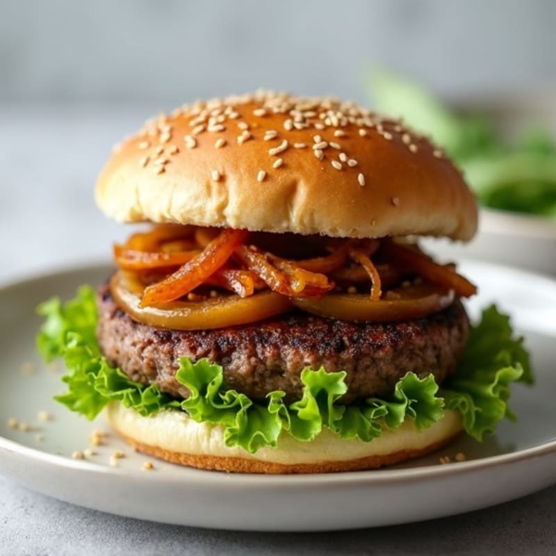 Lean Grass-Fed Burger with Caramelized Onions