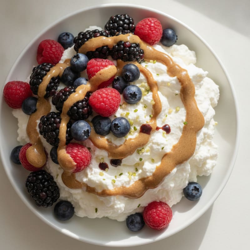 Silky Greek Yogurt Protein Mousse with Mixed Berries