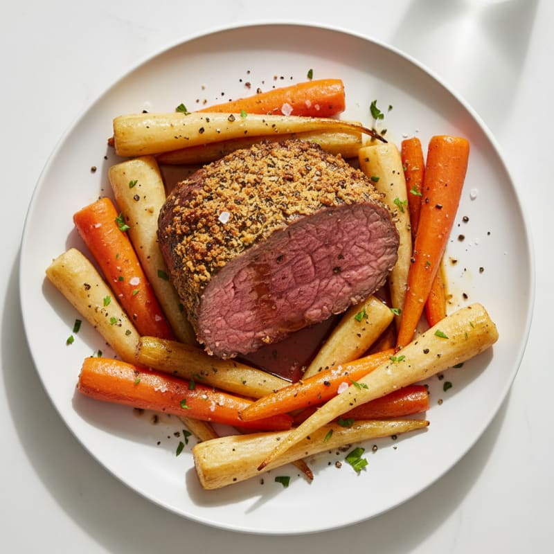 Herb-Crusted Rump Roast with Root Vegetables