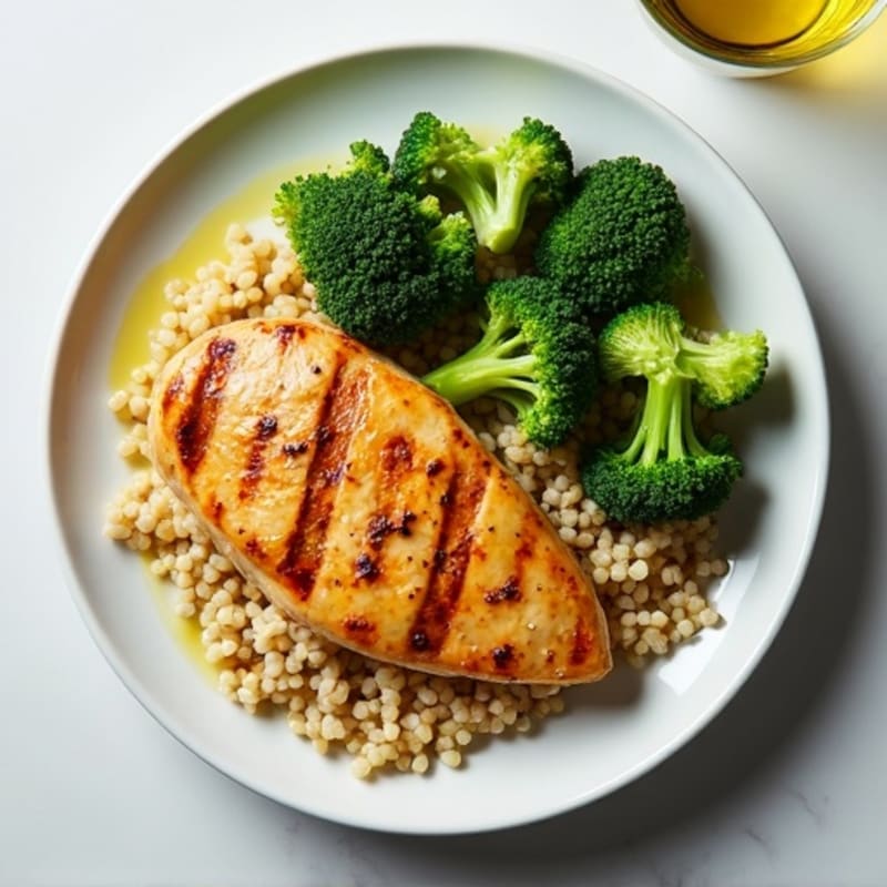 Grilled Chicken Breast with Roasted Broccoli and Quinoa