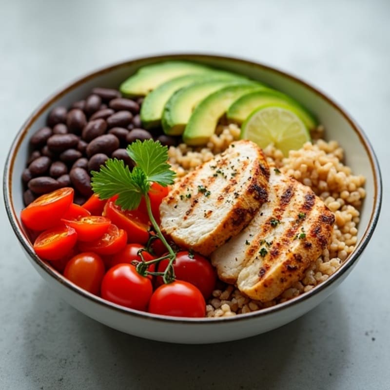 Hearty Black Bean and Brown Rice Bowl with Fresh Avocado