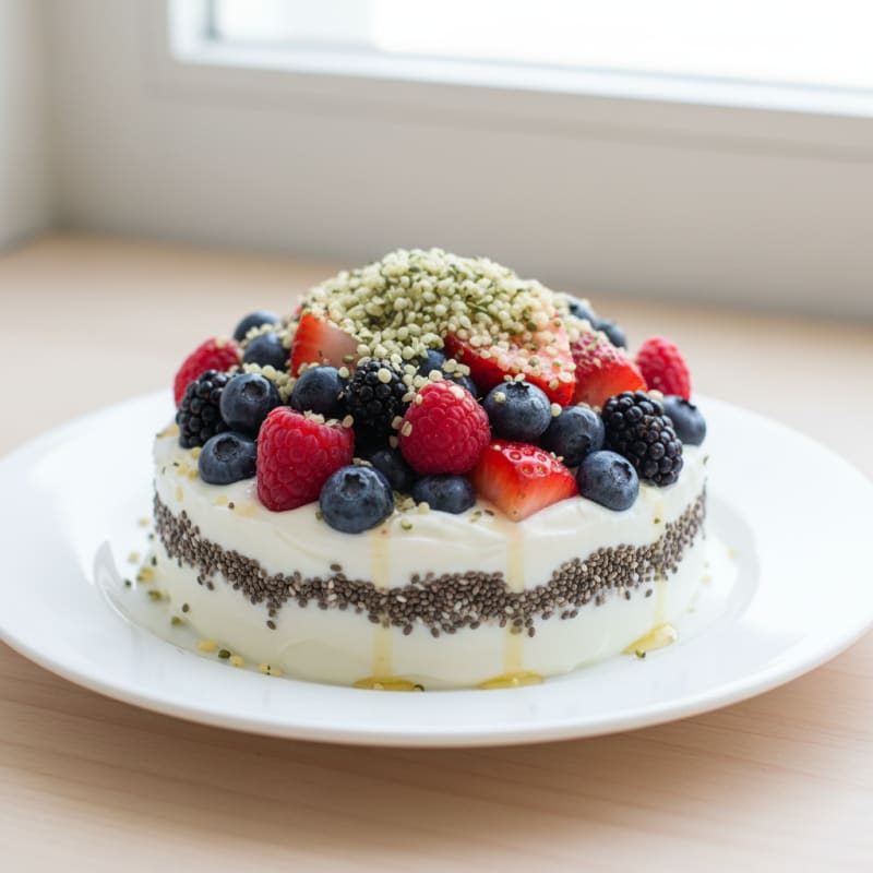 Greek Yogurt Parfait with Mixed Berries and Chia Seeds