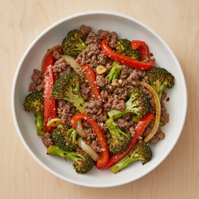 Ground Beef Skillet with Roasted Vegetables
