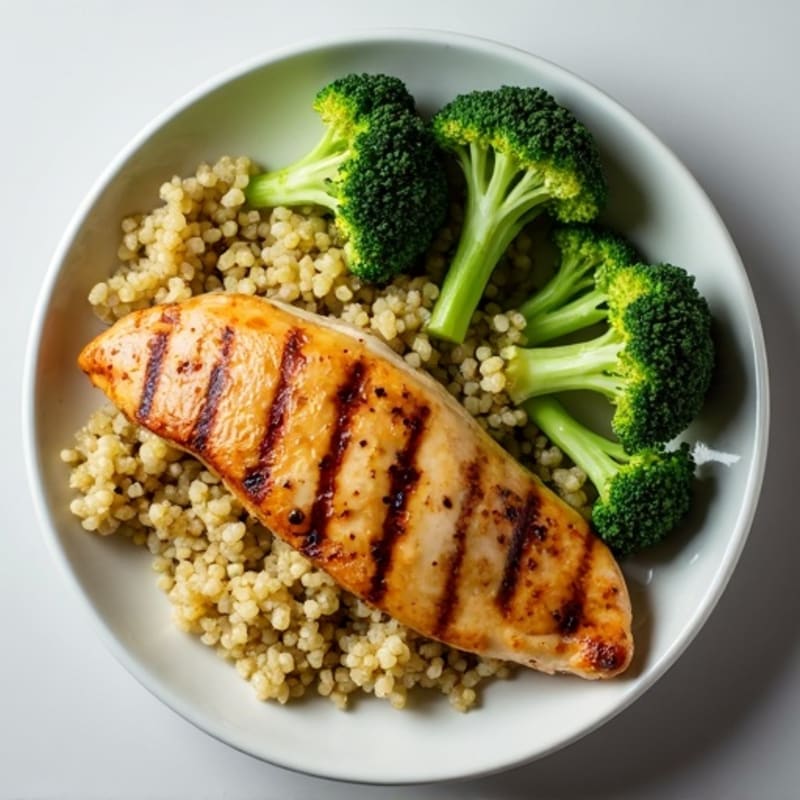 Grilled Chicken Breast with Roasted Broccoli and Quinoa