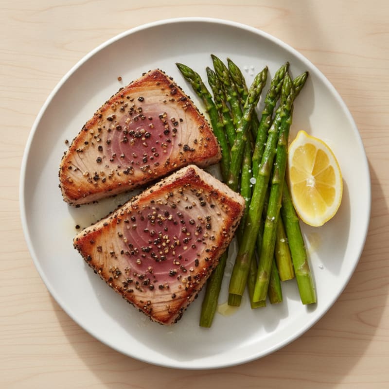 Seared Tuna Steak with Roasted Asparagus