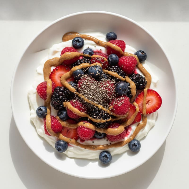 Silky Greek Yogurt Protein Pudding with Mixed Berries