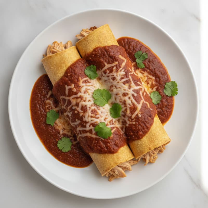 Chicken Enchiladas with Red Chili Sauce