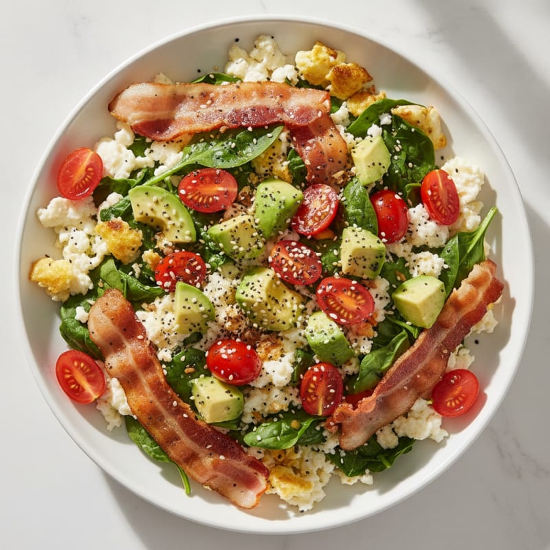 Egg White Spinach Scramble with Turkey Bacon