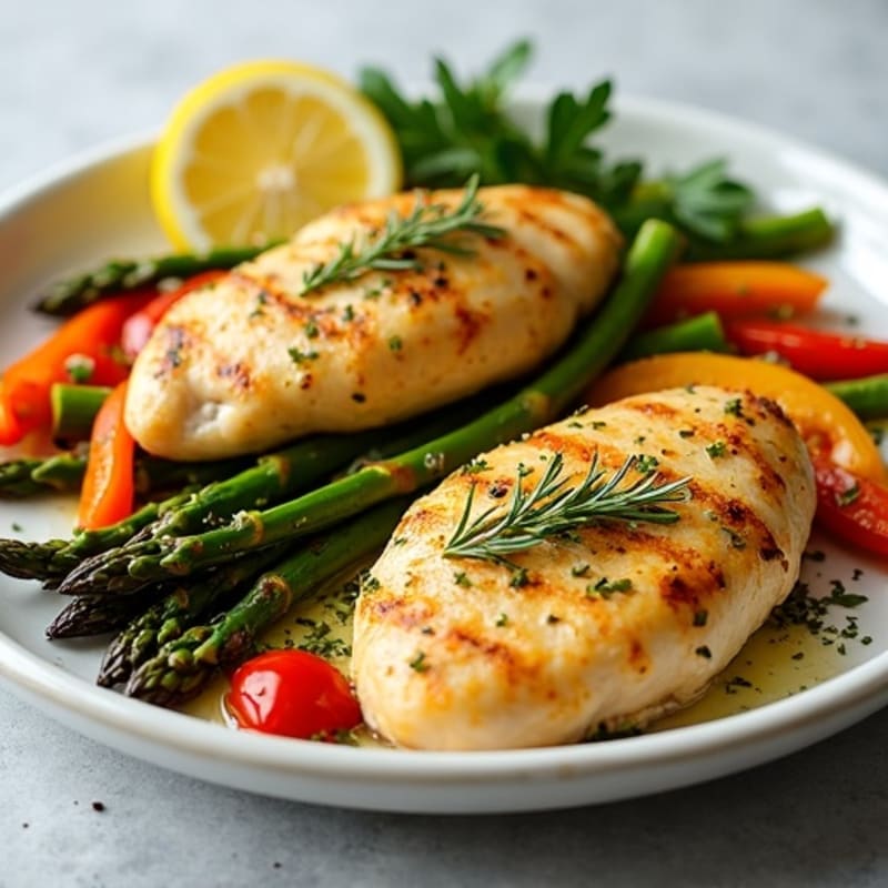 Sheet Pan Lemon Herb Chicken with Roasted Asparagus and Bell Peppers