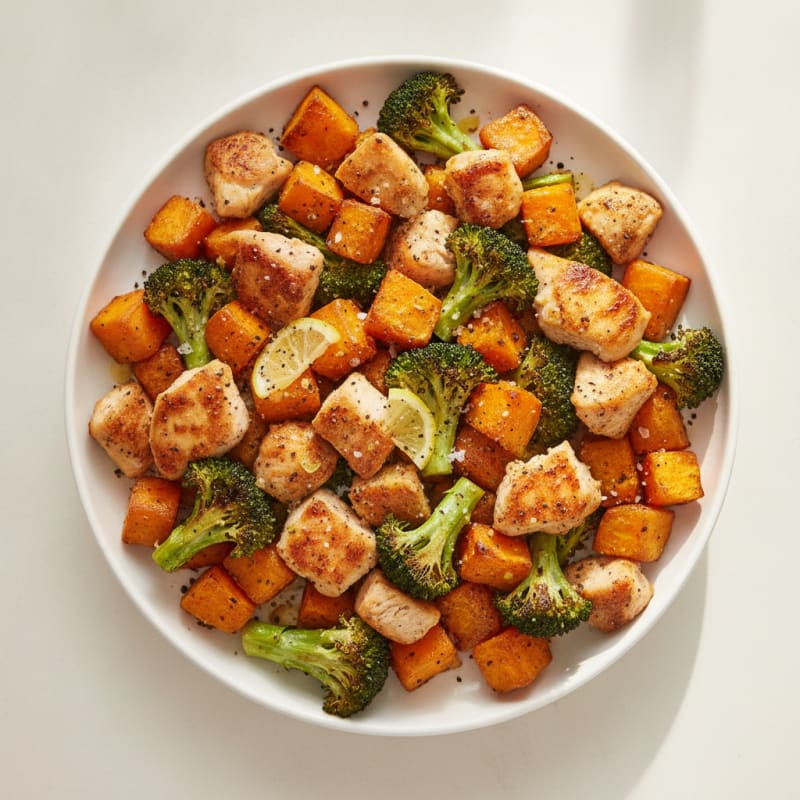 Roasted Sweet Potato and Broccoli Medley