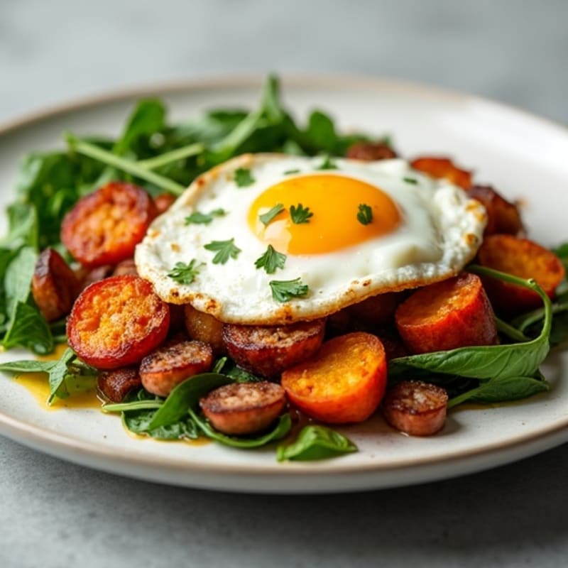 Crispy Sweet Potato and Egg Hash with Fresh Herbs
