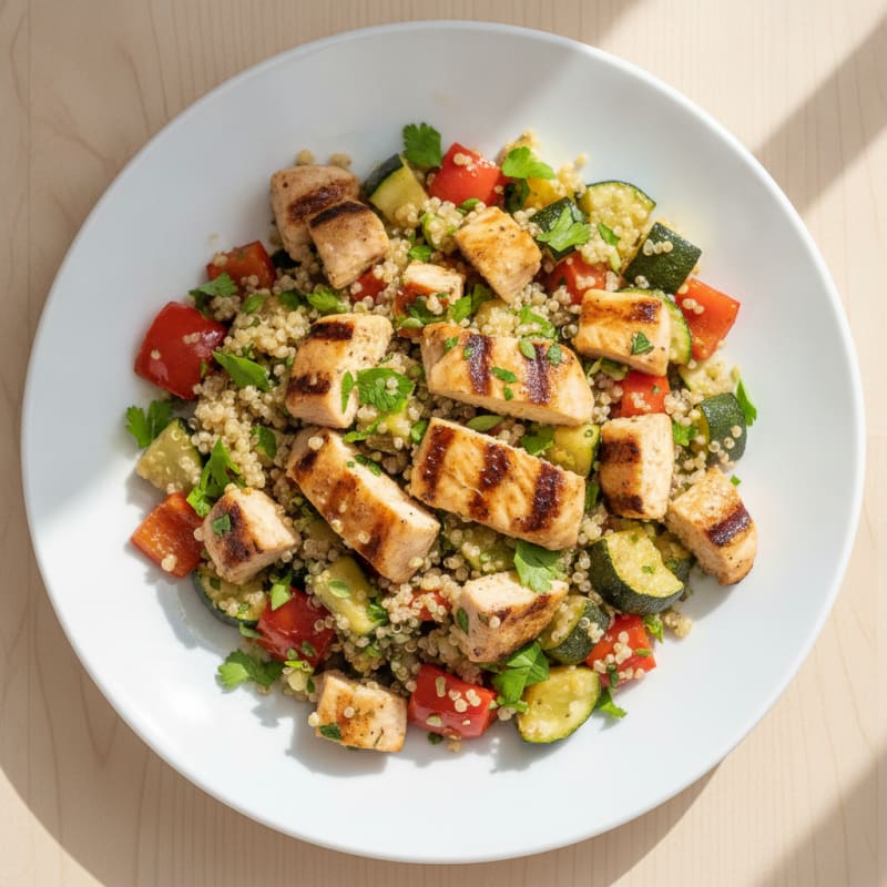 Grilled Chicken and Quinoa Salad with Roasted Vegetables