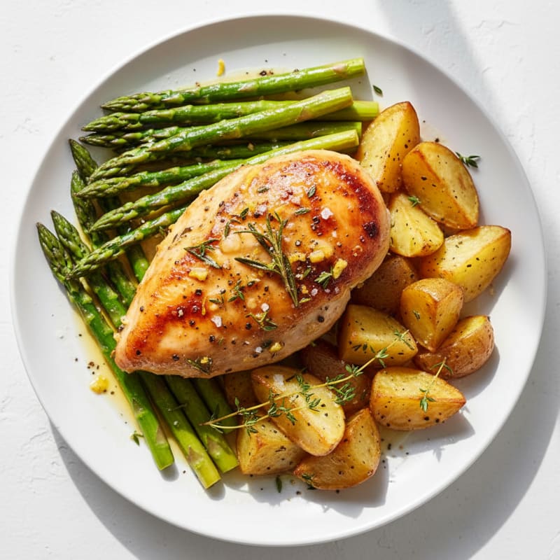 Lemon Herb Roasted Chicken with Asparagus