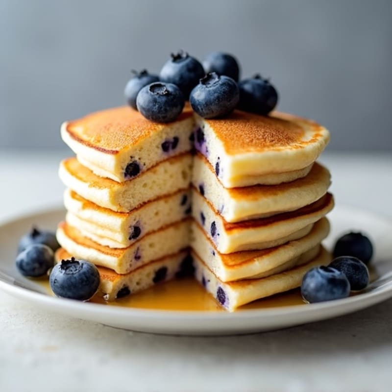 Fluffy High Protein Blueberry Cottage Cheese Pancakes