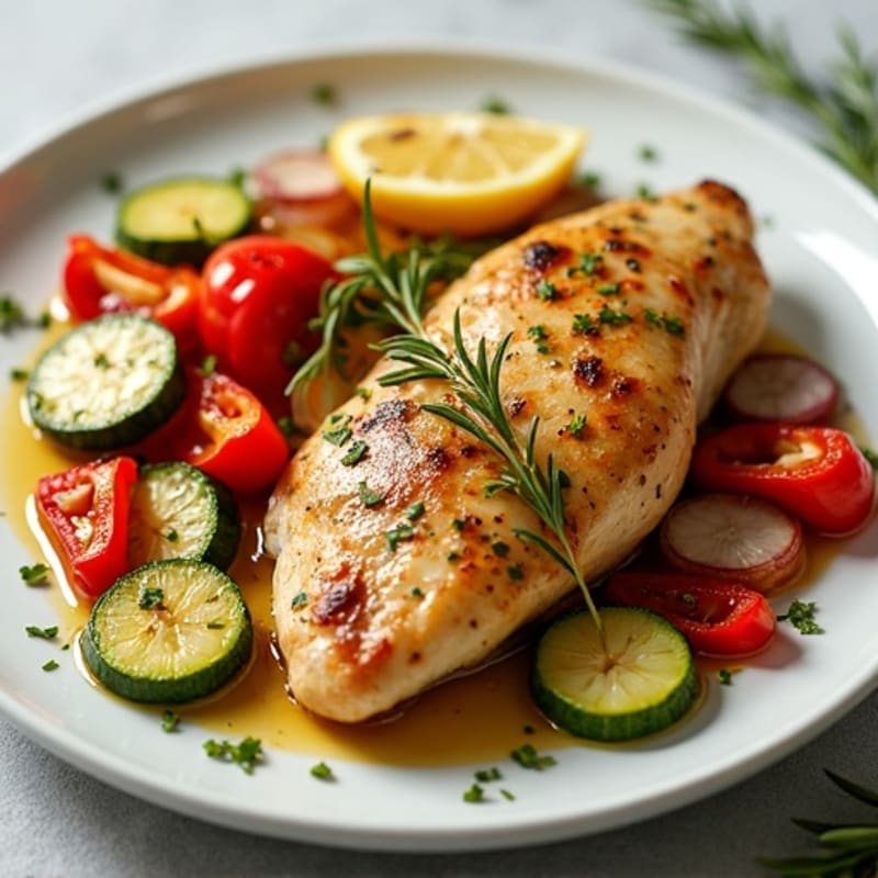 Lemon Herb Roasted Chicken with Crispy Roasted Vegetables