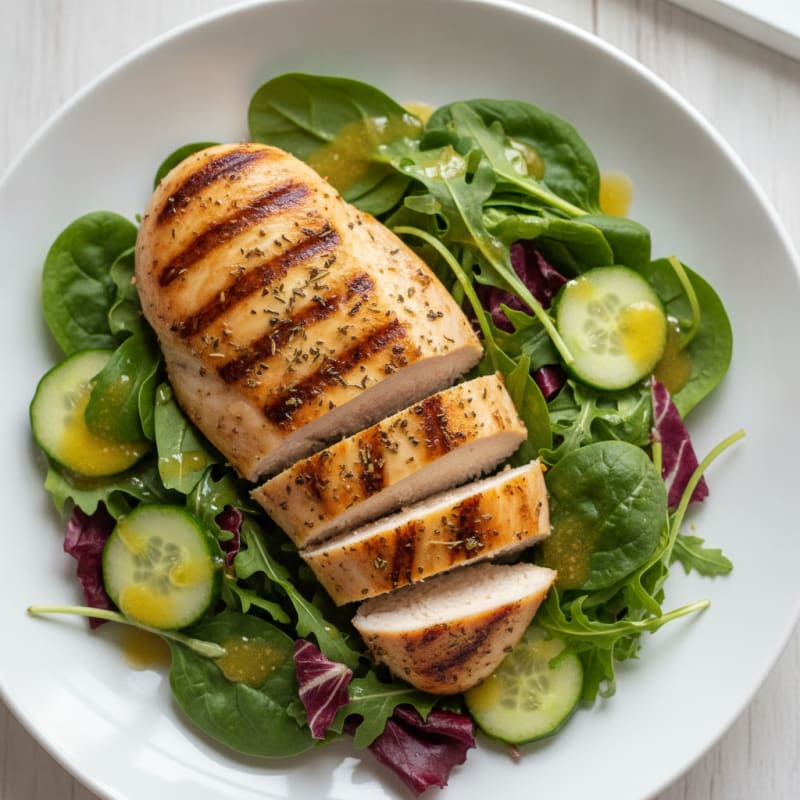 Grilled Chicken Breast with Mixed Greens and Lemon Vinaigrette
