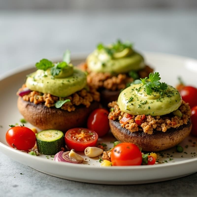 Hearty Portobello Mushrooms Stuffed with Lean Ground Turkey and Roasted Vegetables