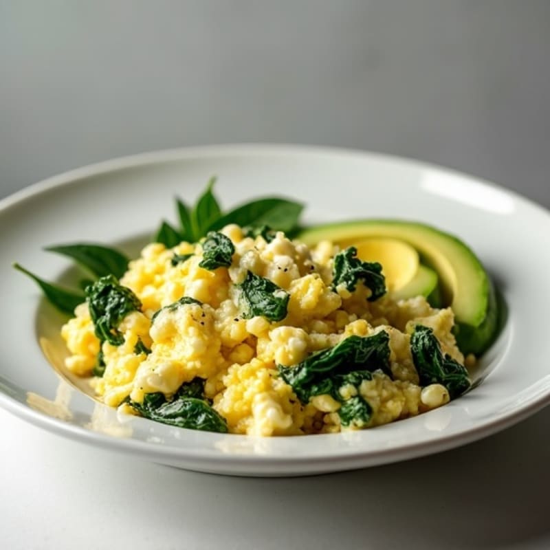 Egg White and Spinach Scramble with Cottage Cheese