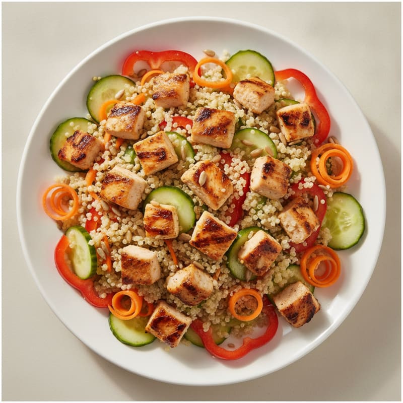 Grilled Chicken and Quinoa Salad with Crunchy Vegetables
