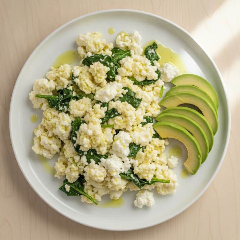 Egg White Scramble with Spinach and Cottage Cheese