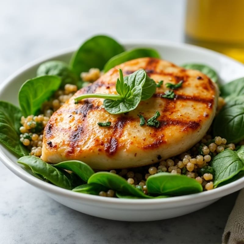 Grilled Chicken Breast with Spinach and Quinoa Salad