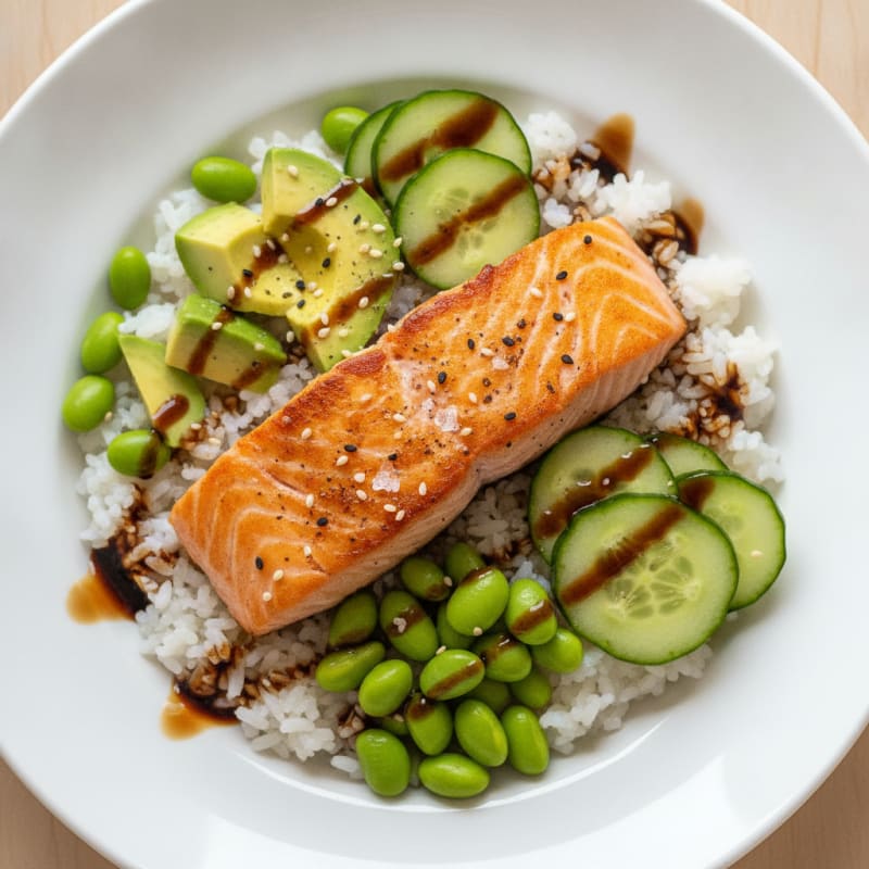 Sushi Rice Bowl with Salmon and Avocado