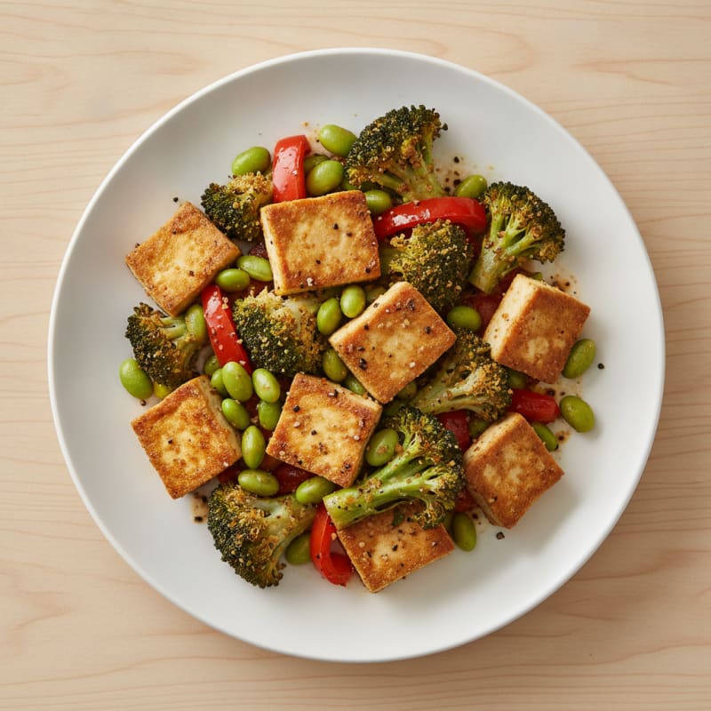 Pan-Seared Tofu with Roasted Vegetables