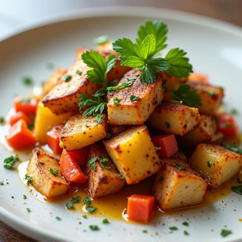 Spiced Chicken and Crispy Potato Hash with Fresh Herb Chutney
