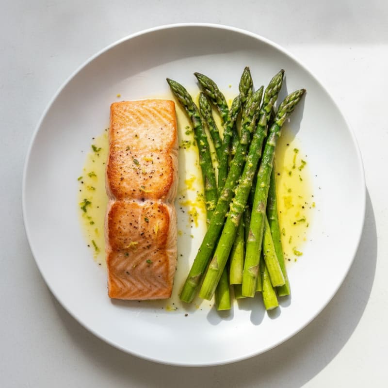 Pan-Seared Salmon with Roasted Asparagus