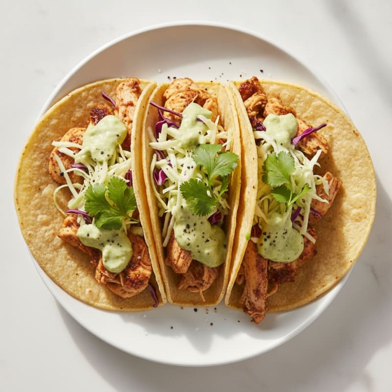 Chicken Tacos with Avocado Crema