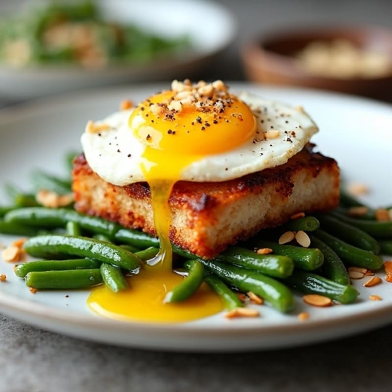 Crispy Roasted Pork Belly with Garlic Green Beans