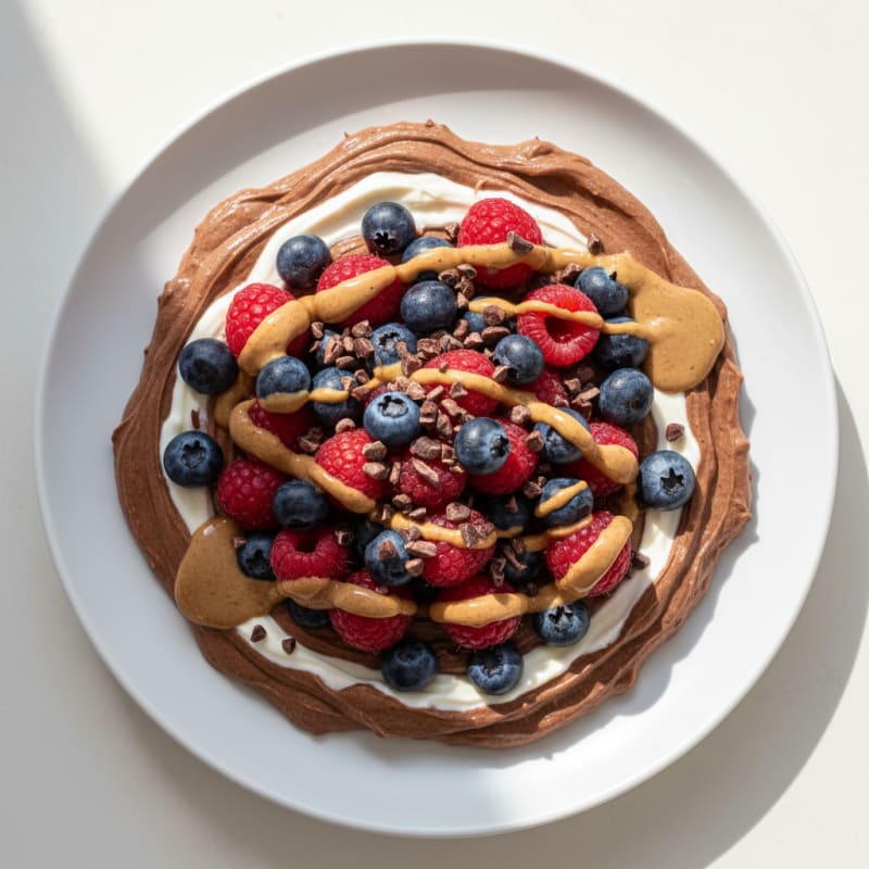 Silky Greek Yogurt with Chocolate Protein and Fresh Berries