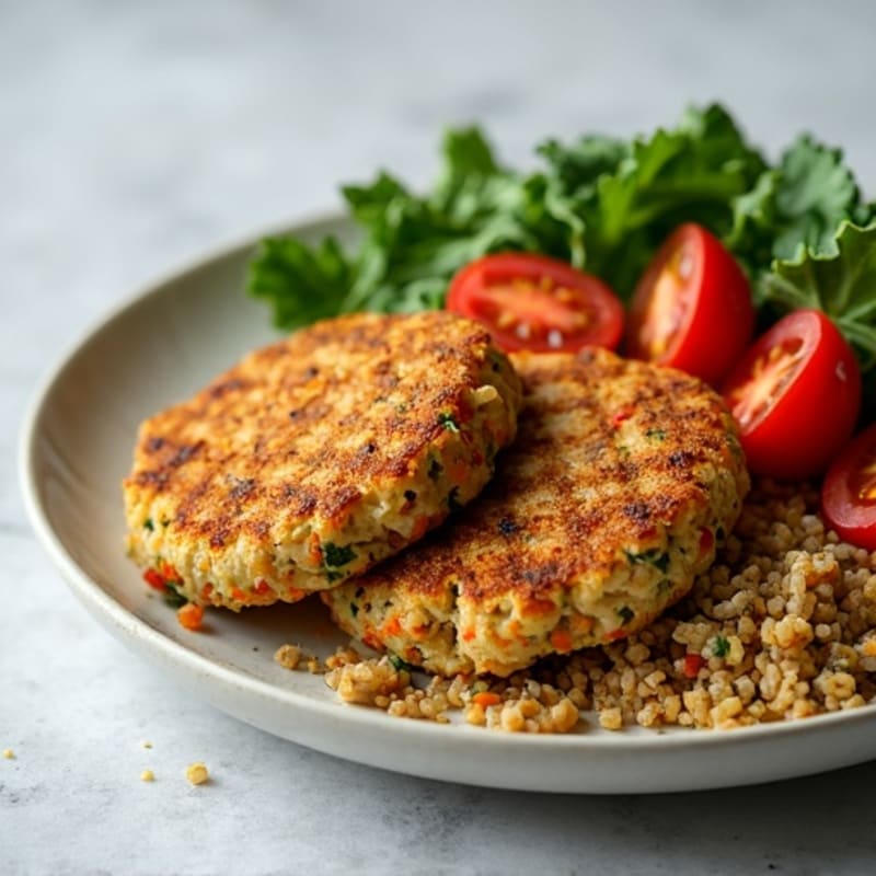 Grilled Lentil and Quinoa Patties with Crunchy Kale Salad