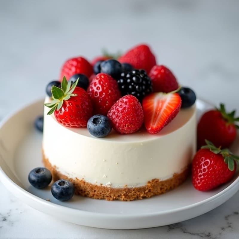 Greek Yogurt Protein Cheesecake with Fresh Berries